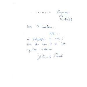  John Le Carre Autographed / Signed Letter 