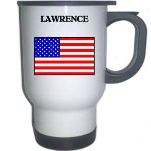  US Flag   Lawrence, Kansas (KS) White Stainless Steel Mug 