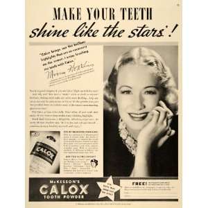   Calox Tooth Powder Miriam Hopkins   Original Print Ad