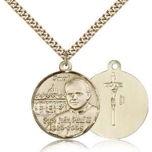 Gold Filled Pope John Paul II Medal Pendant 1 x 7/8 Inches 1013GF 