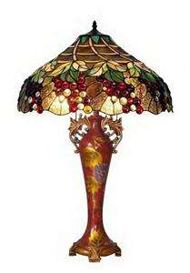 GRAPES STAINED GLASS TABLE DESK LAMP TIFFANY STYLE 20  PAINTED BASE 