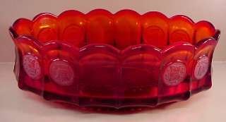 Fostoria Elegant 9 Red Ruby Coin Glass Oval Bowl EXCELLENT  