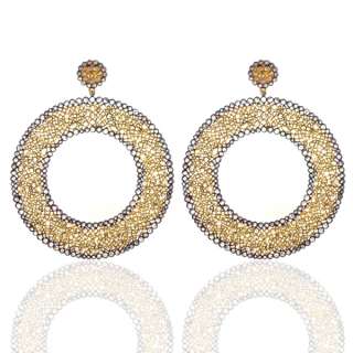   DIAMOND 18K SOLID YELLOW GOLD EARRINGS VINTAGE STYLE FASHION JEWELRY