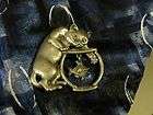   Pewter Kitty Cat JJ Signed Fishing Bowl Brooch Pin. 