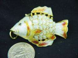 BUTW green cloisonne articulated fish enameled 2712Ax  