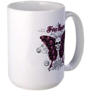  Large Mug Coffee Drink Cup Butterfly Skull Free Spirit 