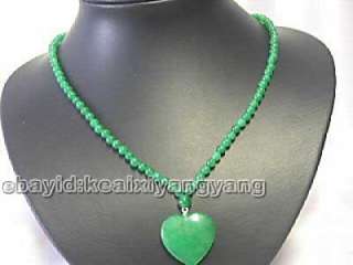 Natural Green Beautiful Heart Shaped Jade Pendant Necklace  