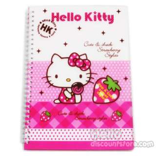 Hello Kitty Hard Cover Sprial Notebook : Strawberry  