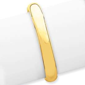 14k Gold 10mm Oversize High Polished Hinged Bangle Bracelet  