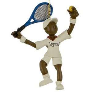  Personalized Ethnic Tennis   Male Christmas Ornament: Home 