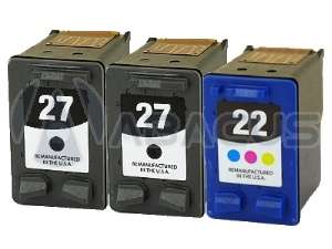 3PK HP 22/27 Ink Cartridge for Office Jet 5610v Printer  