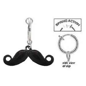  Fake Belly Navel Non Clip on Cute Black Mustache Mystery 
