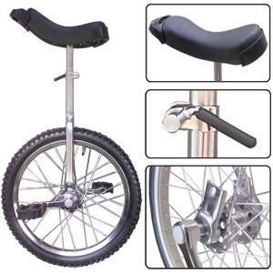   18 Inch Unicycle Uni cycle Unicycles Wheel Cycling Chrome Silver
