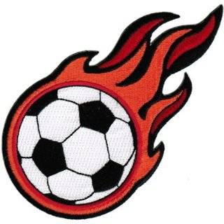  Flaming Soccer Ball Patch Embroidered World Cup Iron On 