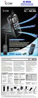 ICOM IC M36 FLOATING VHF MARINE RADIO TRANSCEIVER w/CLEAR VOICE AUDIO 
