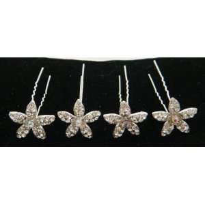  Crystals Flower Bridal Hair Pins (Pack of 4): Everything 