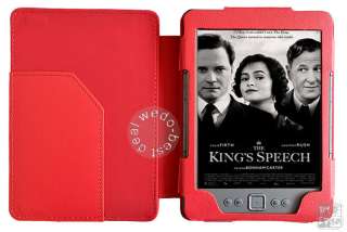 Red Leather Cover Case Sleeve with Light Lighted for  Kindle 4 