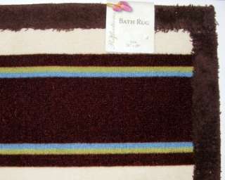 STRIPED BATH RUG Brown/Ivory Non Slip Reflections 24x48  