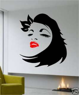 WOMANS SEXY FACE RED LIP BEDROOM WALL ART VINYL LOUNGE  