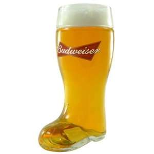  1 Liter Budweiser Glass Beer Boot   35 oz. Kitchen 