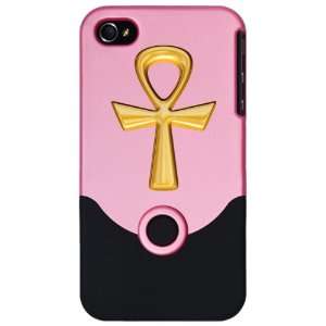    iPhone 4 or 4S Slider Case Pink Egyptian Gold Ankh 