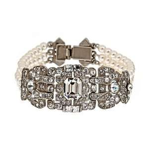  Ben Amun   Cushion Cut and Deco Pearl Bracelet: Jewelry