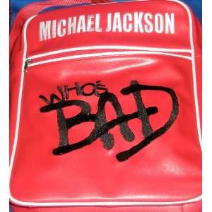 Michael Jackson Whos Bad Red Vinyl Tote Bag with Embroidered Logo 
