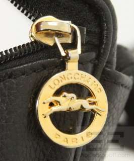 Longchamp 2 Piece Black Pebbled & Patent Leather Crossbody Bag Set 