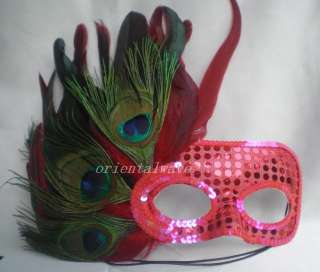 Brilliant Peacock Feather Mask Masquerade Mardi Gras 1  