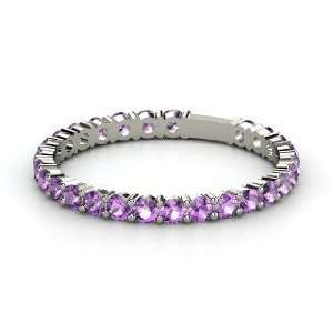 Rich & Thin Band, 14K White Gold Ring with Amethyst