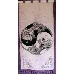  Yin Yang Dragon Tab Top Curtain Door Panel Purple