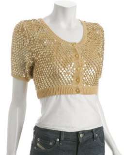 Betsey Johnson gold sequin cropped cardigan  