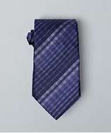 John Varvatos Star USA navy and periwinkle plaid silk tie style 