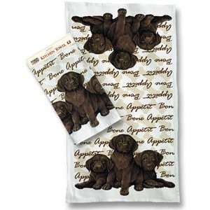  Chocolate Lab Labrador Retriever Puppies Kitchen Towel 