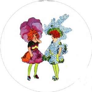  Flower Children 58mm Round Pin Lapel Badge Pansy and 