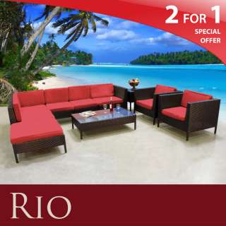 Classic Rio Cozy Outdoor Wicker Patio 9 Pc Set Sectional Furniture 