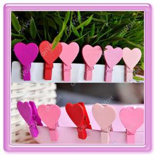 2x12 Mini Wood Paper Heart Photo Note Money Clamp Clip  