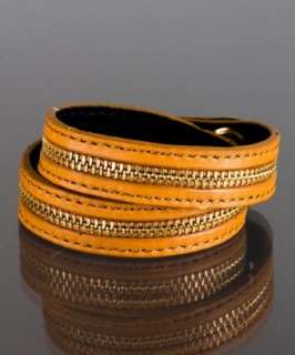 Rebecca Minkoff tan leather Double Zip bracelet   