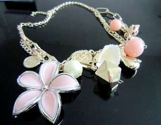 New Korea Style Elegant Shell Pink lily Flower Necklace  