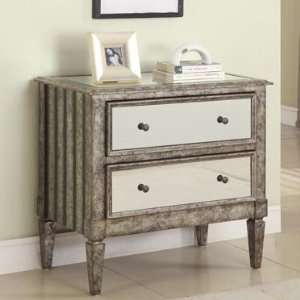   Silver & Black Crackle 2 Drawer Mirrored Console