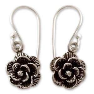  Sterling silver flower earrings, Rose Moon Jewelry