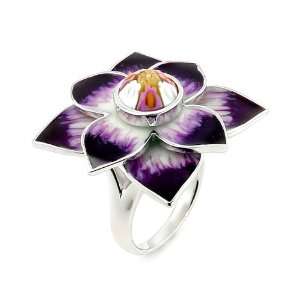   Faceted Purple Murano Glass Flower Ring, Size 7 Alan K. Jewelry
