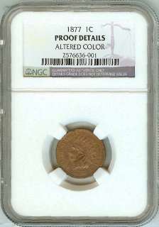 1877 Indian Head Cent NGC PROOF DETAILS  