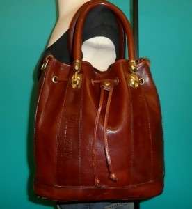 Vintage VALENTINA Italian Large Brown Leather Tote Shoulder Bag Purse 