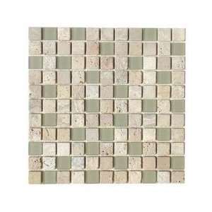  Fossil Stone Travertine and Glass Mosaic