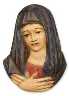 Virgin Mary Cedar Wood Wall Relief Panel Sculpture Other Home 