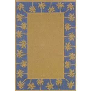  Lanai Palm Trees Beige / Blue Contemporary Rug Size 25 