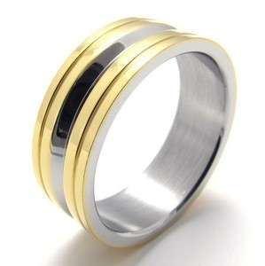 Mens Stainless Steel Ring Silver Golden Fashion Simple USA Size 8 9 10 