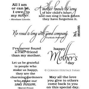 Mothers Day Centers   Words & Phrases Cling Mounted Red Rubber Stamp 