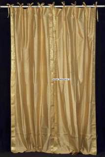 India Golden Tie Top Sari Sheer Curtain Drape Panel 84  